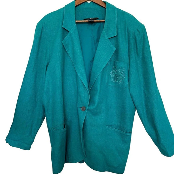 Vintage Options Melrose Silk Linen Blazer Lagenlook Size Large - Picture 7 of 7